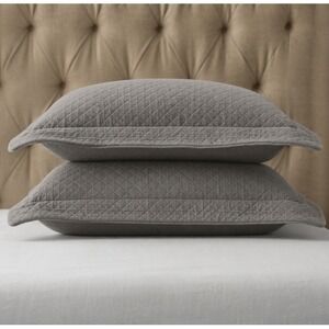 Restoration Hardware Vintage-Washed Diamond Matelassé Shams Graphite Grey 2